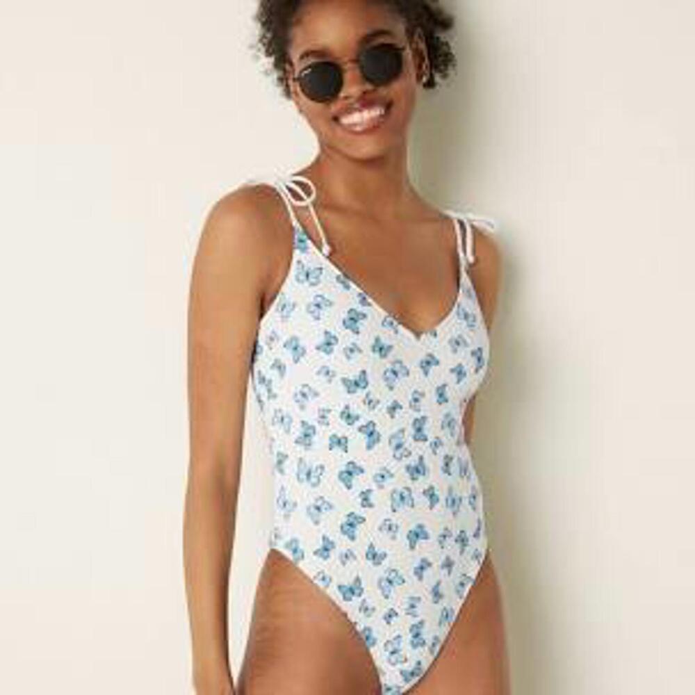 NWT Victorias Secret PINK Butterfly Plunge 1 Piece Swimsuit